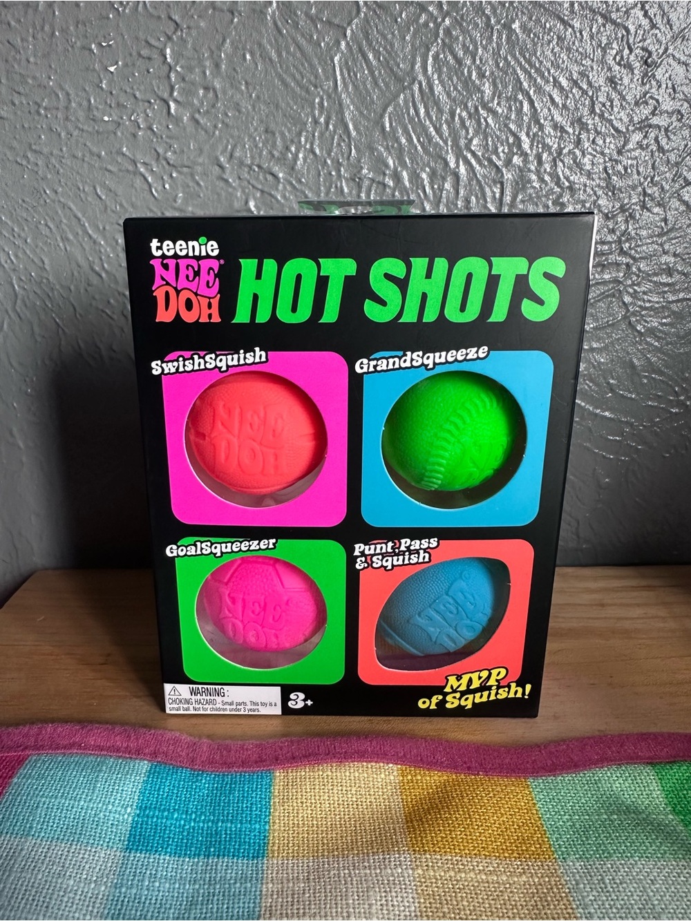 NeeDoh Teenie Hot Shots Ball Set - Pink, Green, Blue & Orange